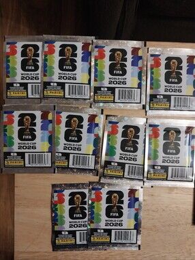 10 SINGLE PACKS 2026 PANINI FIFA WORLD CUP STICKERS. FREE ALBUM WITH PURCHASE